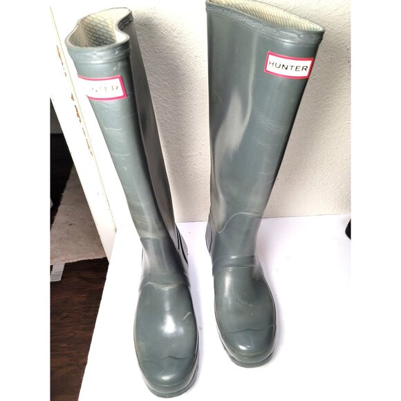 Hunter Green Tall Unisex Pull on Rain Boots Size 9M/10W - Picture 2 of 13